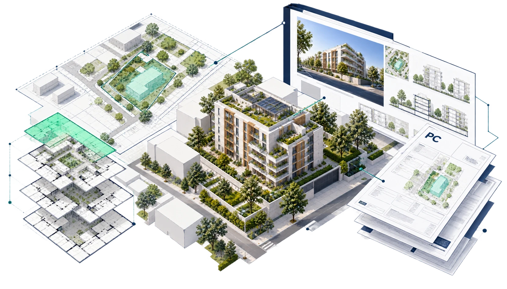 Composition architecturale de programmation, étude de site, plans et dossier de permis de construire