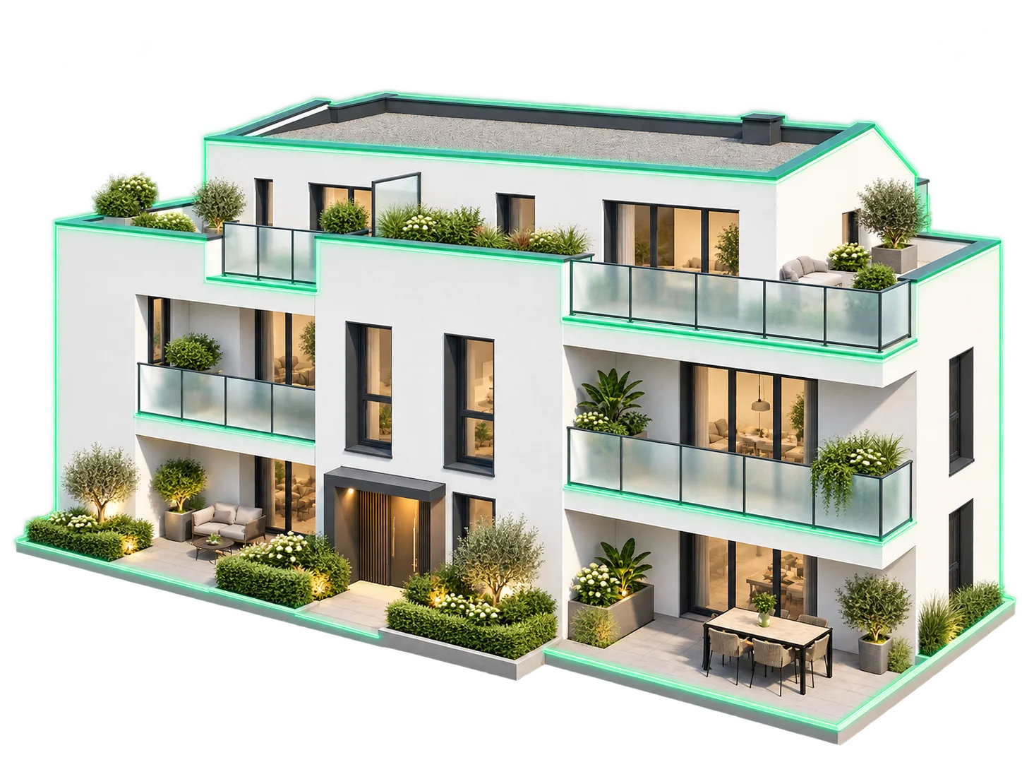 Vue de rénovation et remise à niveau d’un immeuble résidentiel