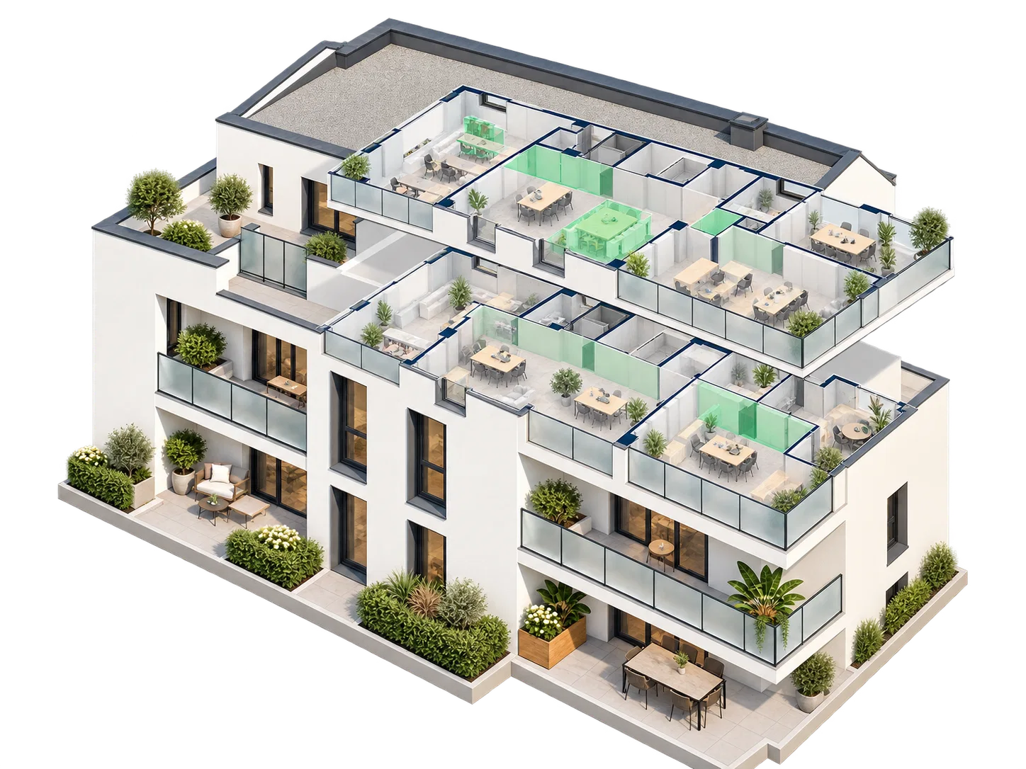 Redistribution des espaces et optimisation des surfaces sur plusieurs niveaux